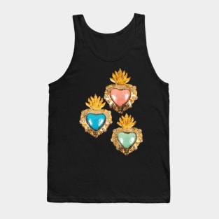 Mexican milagrito pastel colors sacred heart golden oaxaca folk art Tank Top